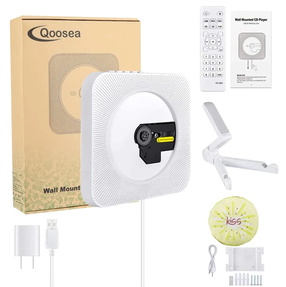 Qoosea Portable CD Player with Bluetooth Wall Mountable Home Audio Boombox 1 Disc, 540g (1.19 lb) | FM Radio, HiFi Speakers, Remote Control thumbnail 9