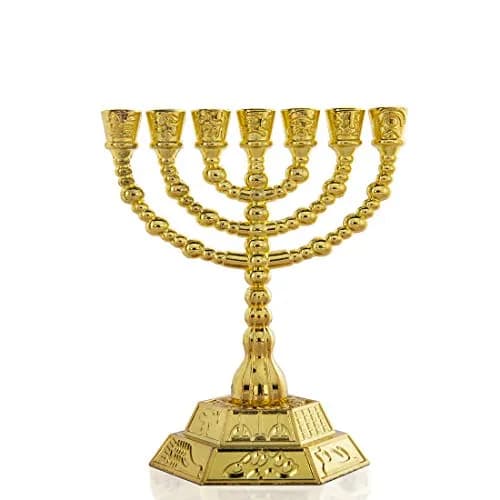 YU FENG 7-Branch Hanukkah Menorah Candle Holder 11cm (4.3 inch) | Religious Tabletop Decor thumbnail 1