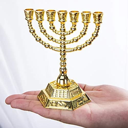 YU FENG 7-Branch Hanukkah Menorah Candle Holder 11cm (4.3 inch) | Religious Tabletop Decor thumbnail 4