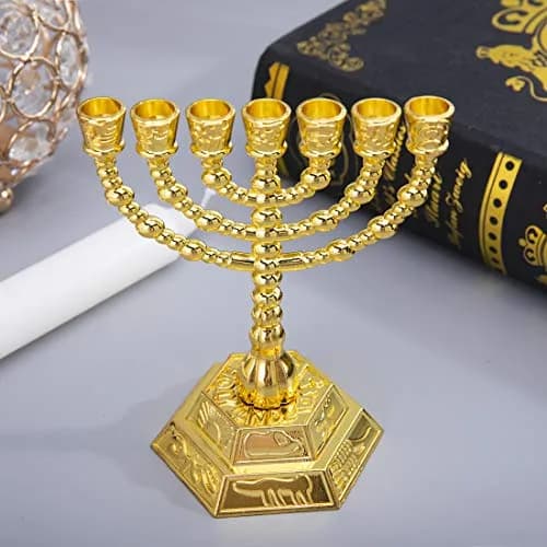 YU FENG 7-Branch Hanukkah Menorah Candle Holder 11cm (4.3 inch) | Religious Tabletop Decor thumbnail 5