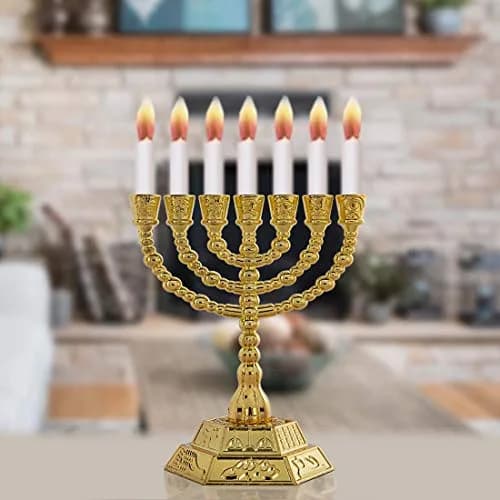 YU FENG 7-Branch Hanukkah Menorah Candle Holder 11cm (4.3 inch) | Religious Tabletop Decor thumbnail 6