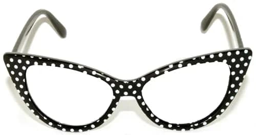 OWL Cat Eye Glasses for Women Vintage - Black White Polka Dots Frame Clear Lens | Small Fit Retro Style thumbnail 5