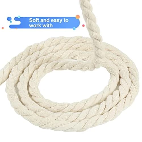 Tenn Well 8mm Macrame Cord 18m (59 Feet) Beige 3-Ply Twisted Cotton Rope | Crafting & Wall Hangings thumbnail 8