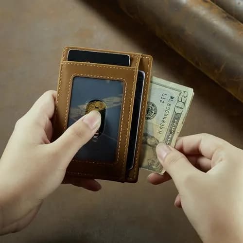 Travelambo Slim Wallet Front Pocket Minimalist Leather RFID Blocking Medium Size thumbnail 4