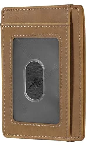 Travelambo Slim Wallet Front Pocket Minimalist Leather RFID Blocking Medium Size thumbnail 8