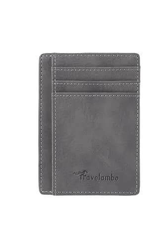 Travelambo Slim Wallet Front Pocket Minimalist Leather RFID Blocking Medium Size thumbnail 4