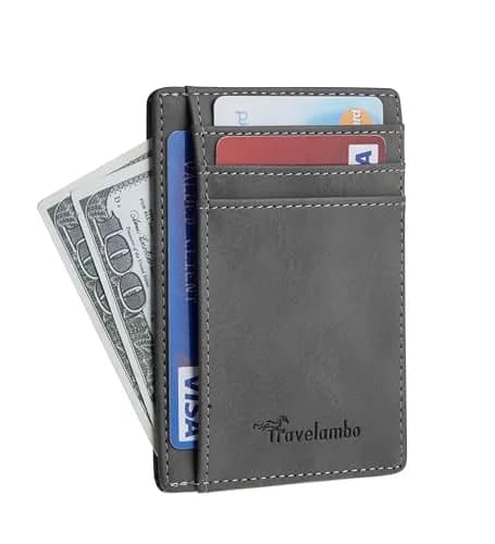 Travelambo Slim Wallet Front Pocket Minimalist Leather RFID Blocking Medium Size thumbnail 2