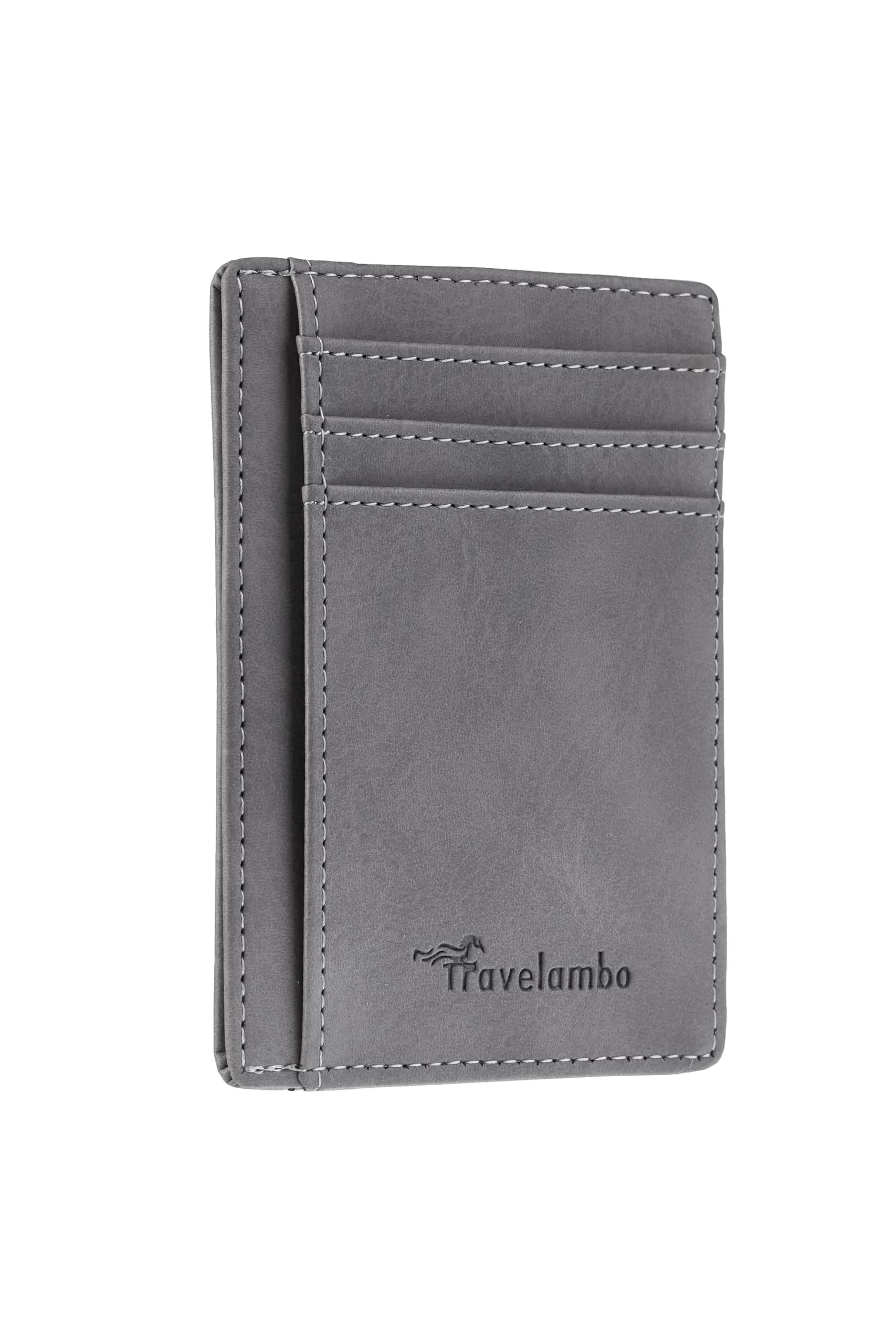 Travelambo Slim Wallet Front Pocket Minimalist Leather RFID Blocking Medium Size - main product image