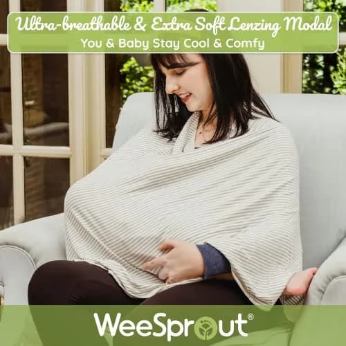 WeeSprout Nursing Cover for Breastfeeding, Dotted Rose Nursing Poncho with Neck Insert, 156 cm (54x27 Inch) | Soft & Breathable Lenzing Modal thumbnail 3