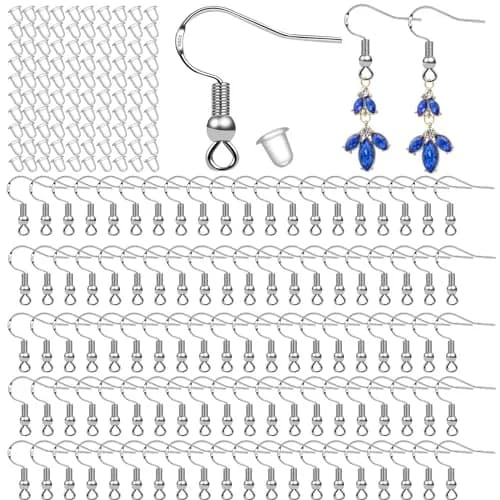 GooDay 925 Sterling Silver Earring Hooks 20mm (0.78 inch) | 100 Pcs Fish Hook Ear Wires with 100 Pcs Rubber Backs thumbnail 1