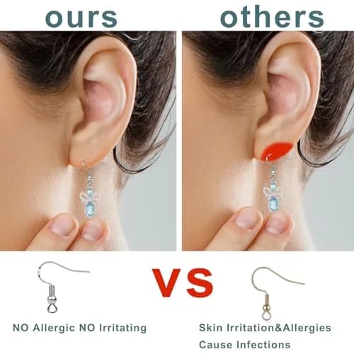 GooDay 925 Sterling Silver Earring Hooks 20mm (0.78 inch) | 100 Pcs Fish Hook Ear Wires with 100 Pcs Rubber Backs thumbnail 2