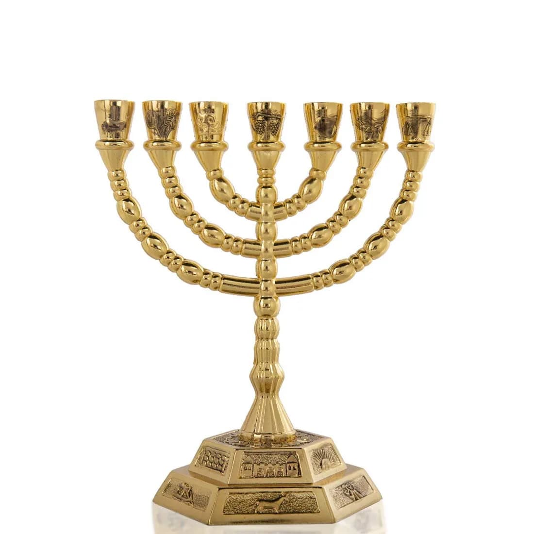 YU FENG 7 Branch Menorah Candle Holder 15.8cm (6.22 inches) | Hanukkah Decoration for Shabbat & Tabernacle - main product image