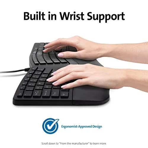 Kensington Pro Fit Ergonomic Wired Keyboard- Black (K75400US) | Adjustable split & sloped design for comfort thumbnail 3
