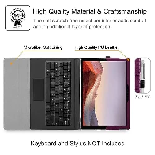 Fintie Case for 12.3 inch Microsoft Surface Pro 7 Plus, Pro 7/6/5/4/3 Purple | Built-in Kickstand & Stylus Holder thumbnail 8