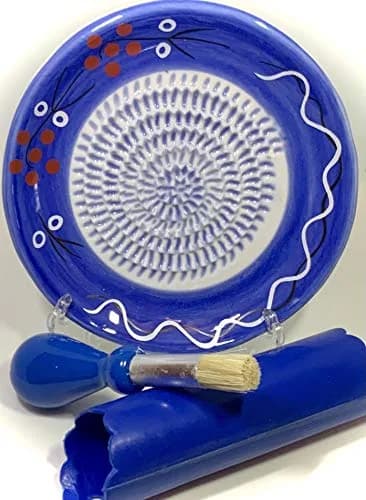 BonCera Premium Ceramic Garlic Grater Plate Set - Cherry Line on Blue | Safe, Durable & Versatile (70-120 chars) thumbnail 1