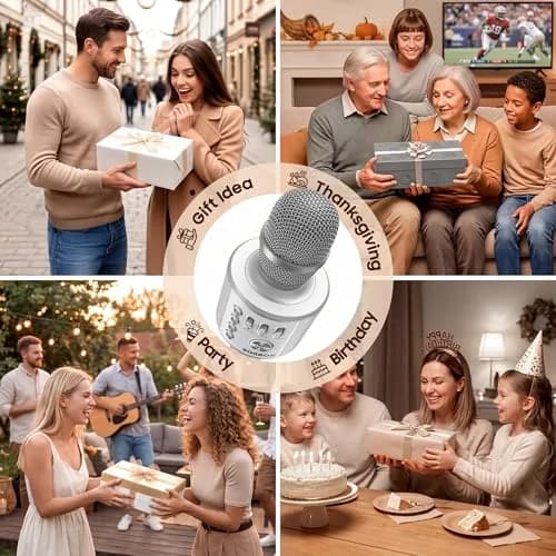 BONAOK Bluetooth Karaoke Microphone Silver | Portable Handheld Mic for Adults & Kids thumbnail 9