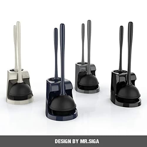 MR.SIGA Toilet Plunger and Bowl Brush Combo for Bathroom Cleaning, Black | Heavy Duty Rubber Plunger & Nylon Brush thumbnail 3