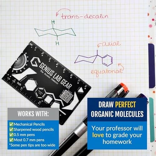 Genius Lab Gear Pocket Chemist Organic Chemistry Stencil 3 Inch Metal Ruler | Compact, Durable & Precision thumbnail 2