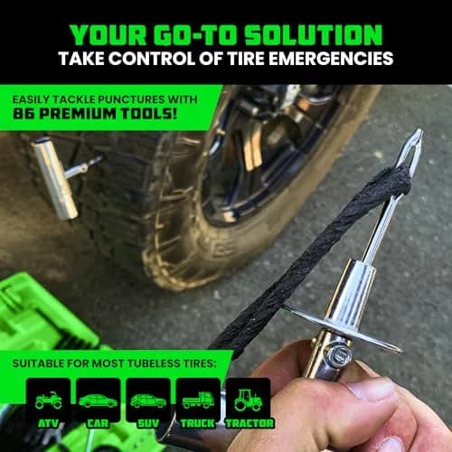 Rhino USA 86-Piece Tire Repair Kit | Heavy Duty Tubeless Tire Plug Kit with Metal Tools & 60 Plugs thumbnail 4
