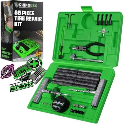 Rhino USA 86-Piece Tire Repair Kit | Heavy Duty Tubeless Tire Plug Kit with Metal Tools & 60 Plugs thumbnail 1