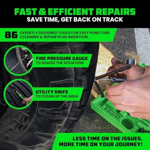 Rhino USA 86-Piece Tire Repair Kit | Heavy Duty Tubeless Tire Plug Kit with Metal Tools & 60 Plugs thumbnail 2