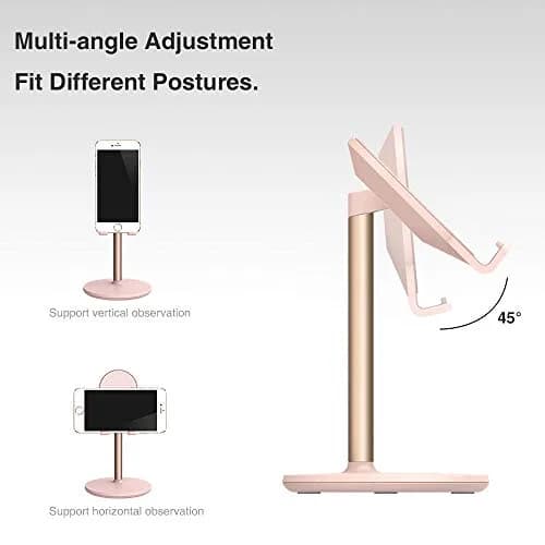 Bright Stone Pink Adjustable Phone Stand for Desk | Compatible with 4"-12.9" Phones/Tablets/iPhone/iPad/Switch thumbnail 5