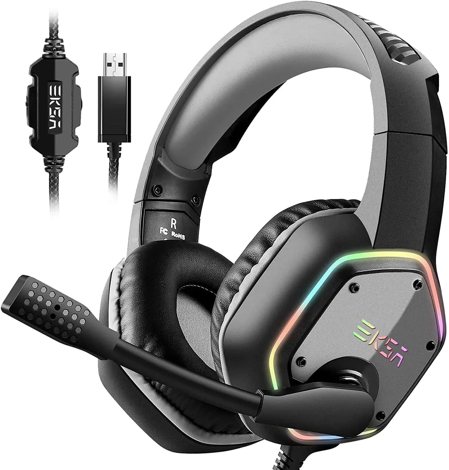 EKSA E1000 USB Gaming Headset with Mic, 7.1 Surround Sound | PC & PS4 Compatible