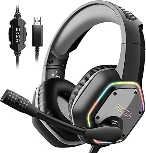 EKSA E1000 USB Gaming Headset with Mic, 7.1 Surround Sound | PC & PS4 Compatible thumbnail 1
