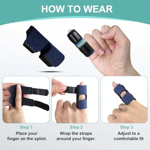 GenetGo Small Finger Splint 2 Pack Blue | Stabilizes Broken Pinky Finger for Arthritis Pain thumbnail 4