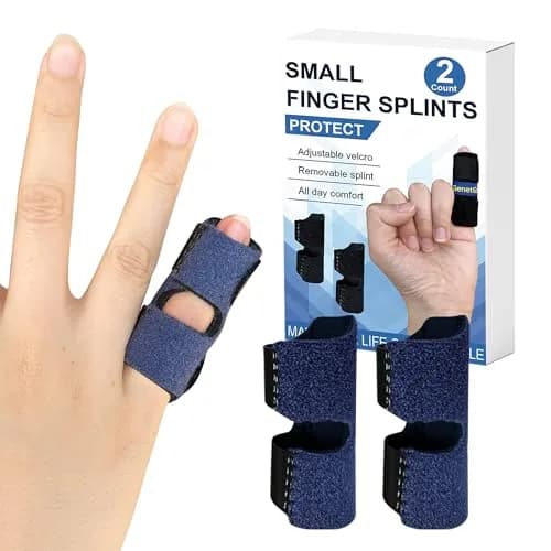 GenetGo Small Finger Splint 2 Pack Blue | Stabilizes Broken Pinky Finger for Arthritis Pain thumbnail 1