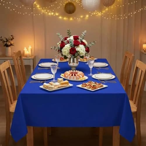 sancua Rectangle Tablecloth for 4 Foot Tables 54x78 Inch | Blue, Wrinkle-Free Polyester thumbnail 4