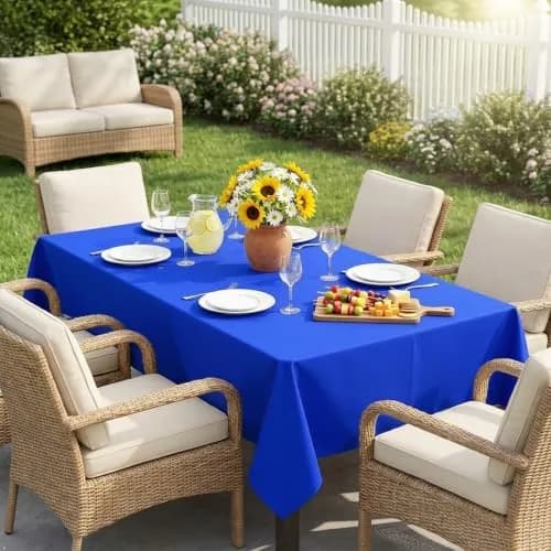 sancua Rectangle Tablecloth for 4 Foot Tables 54x78 Inch | Blue, Wrinkle-Free Polyester thumbnail 5