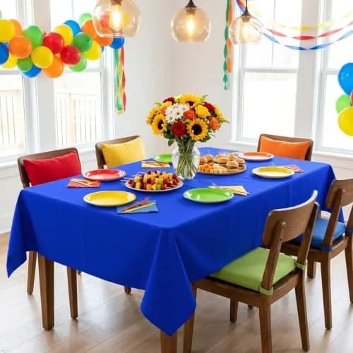 sancua Rectangle Tablecloth for 4 Foot Tables 54x78 Inch | Blue, Wrinkle-Free Polyester thumbnail 3
