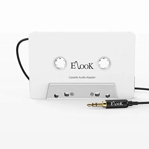 Elook Car Cassette Aux Adapter with 3.5 mm Headphone Jack, White | Vintage Car Audio Accessory thumbnail 1