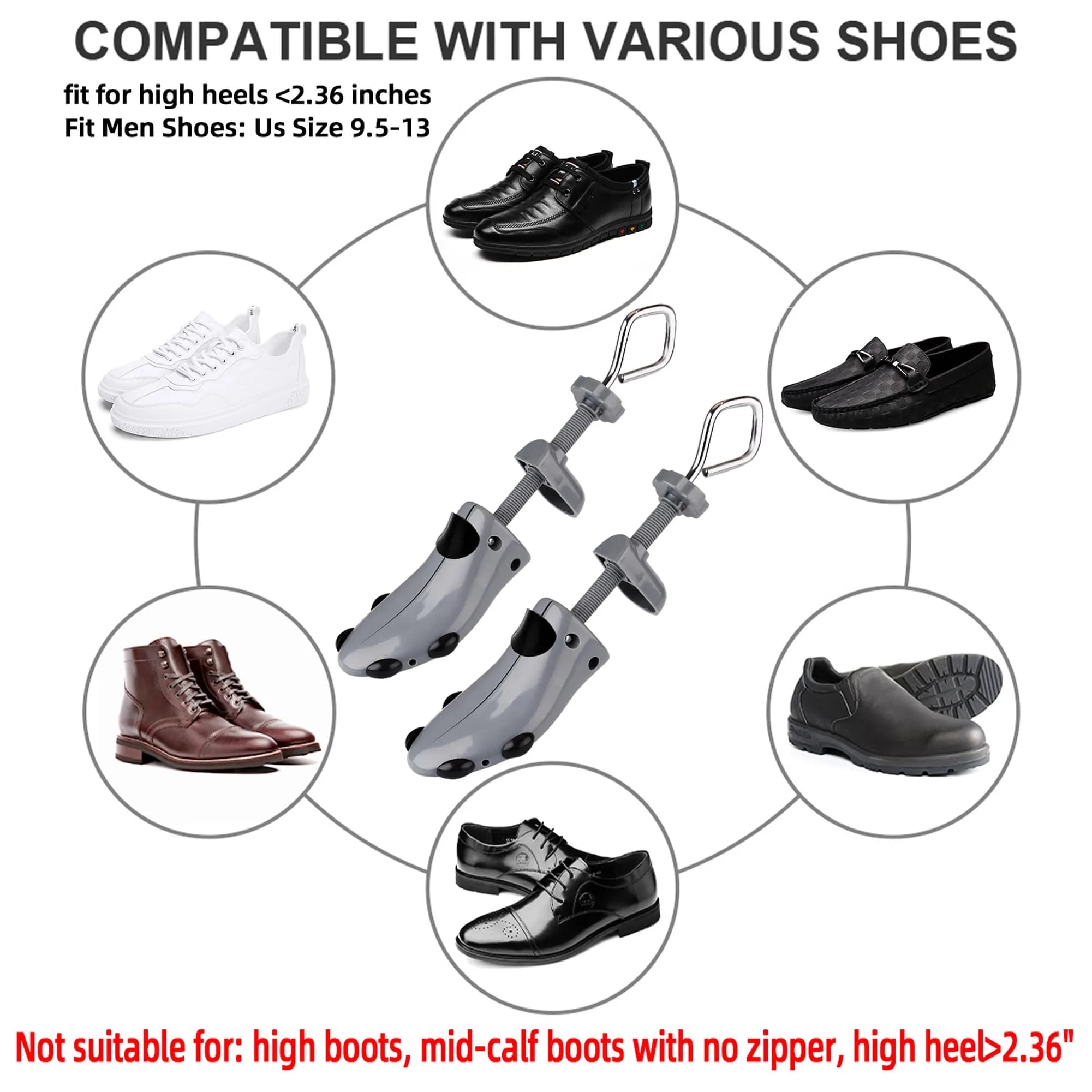 Topsome Shoe Stretcher Men US 9.5-13 | 4-Way Adjustable ABS Plastic Shoe Tree Shaper for Wide Feet - view 4