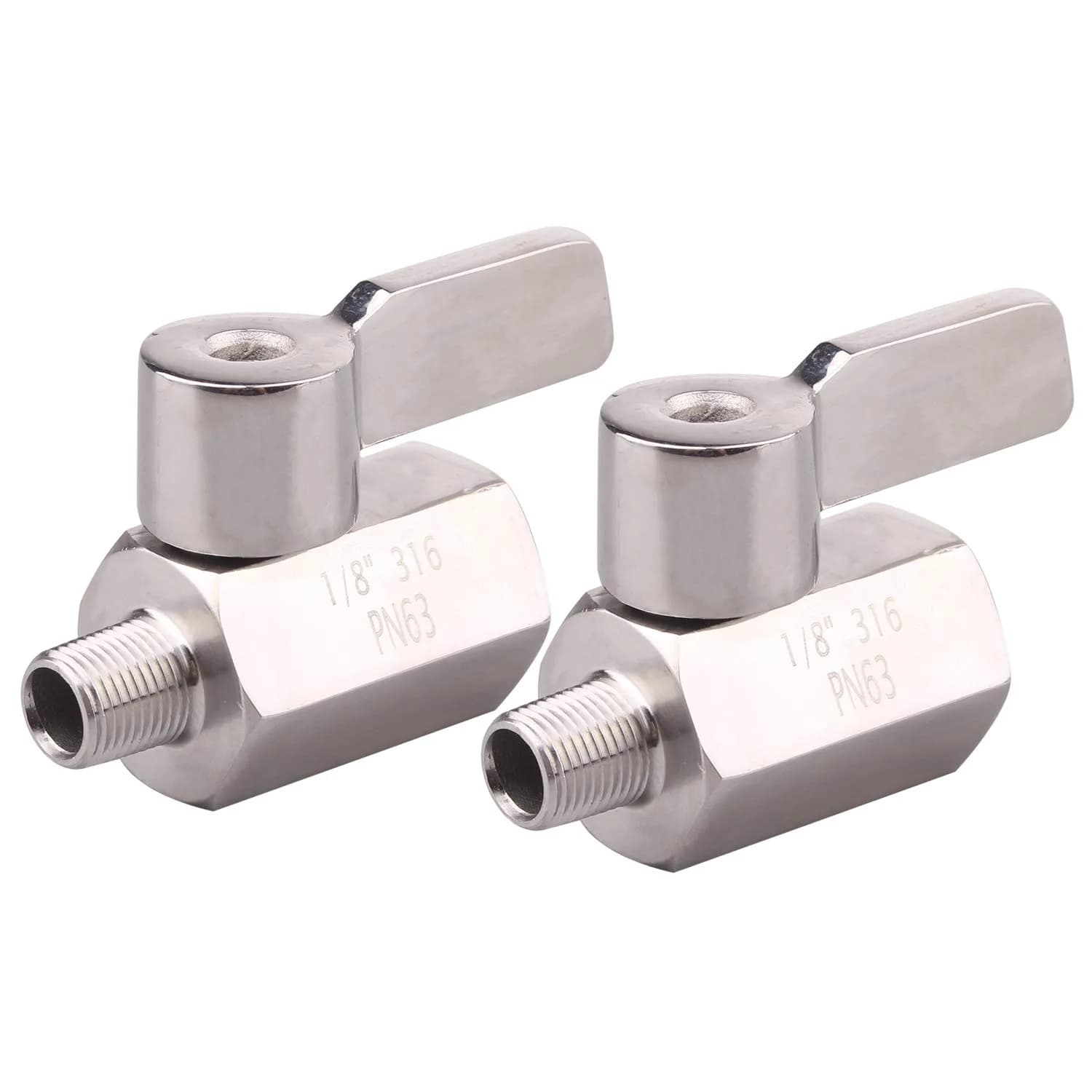 DERNORD 1/8 Inch Stainless Steel Mini Ball Valve NPT FxM Thread Pack of 2 | Corrosion-Resistant, Suitable for Water & Gas — 1/8 Inch