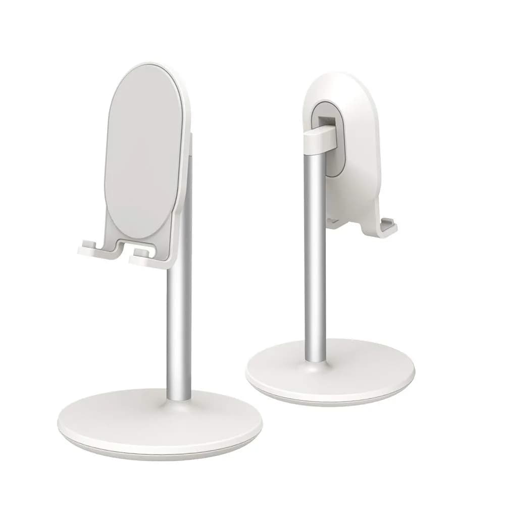 Bright Stone Adjustable Phone Stand for Desk, Compatible with 4"-12.9" Phones/Tablets/iPhone/iPad/Switch (Blue) | Stable Aluminum Alloy Bracket — White