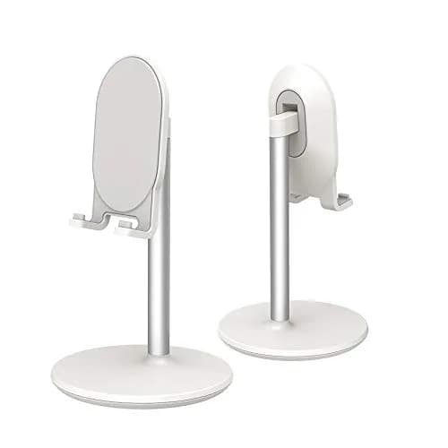 Bright Stone Adjustable Phone Stand for Desk, White | Compatible with 4"-12.9" Phones/Tablets thumbnail 1