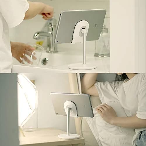Bright Stone Adjustable Phone Stand for Desk, White | Compatible with 4"-12.9" Phones/Tablets thumbnail 2