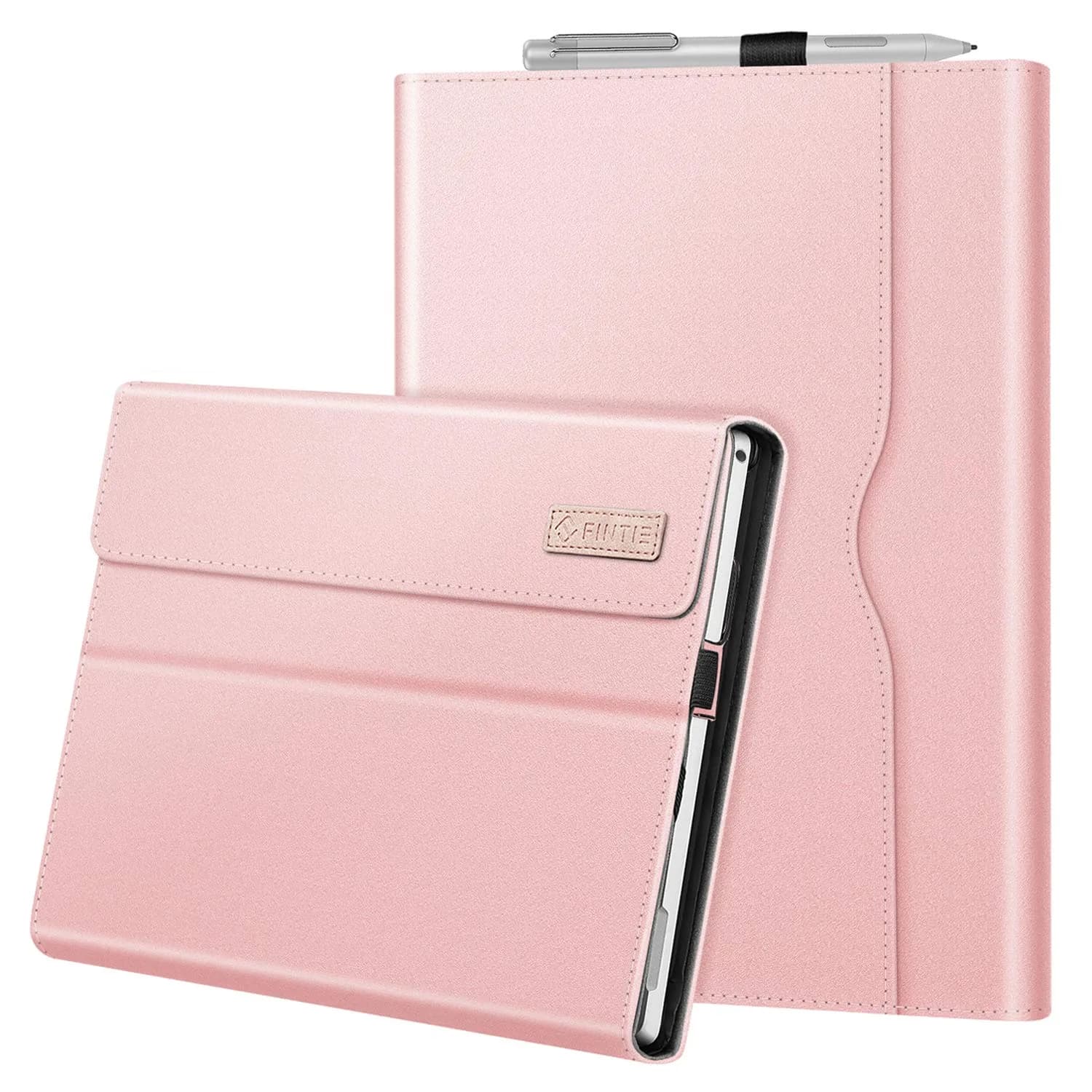 Fintie Case for 12.3 inch Microsoft Surface Pro 7 Plus, Pro 7/6/5/4/3 Rose Gold | Multi-Angle Kickstand Folio with Stylus Holder — Rose Gold