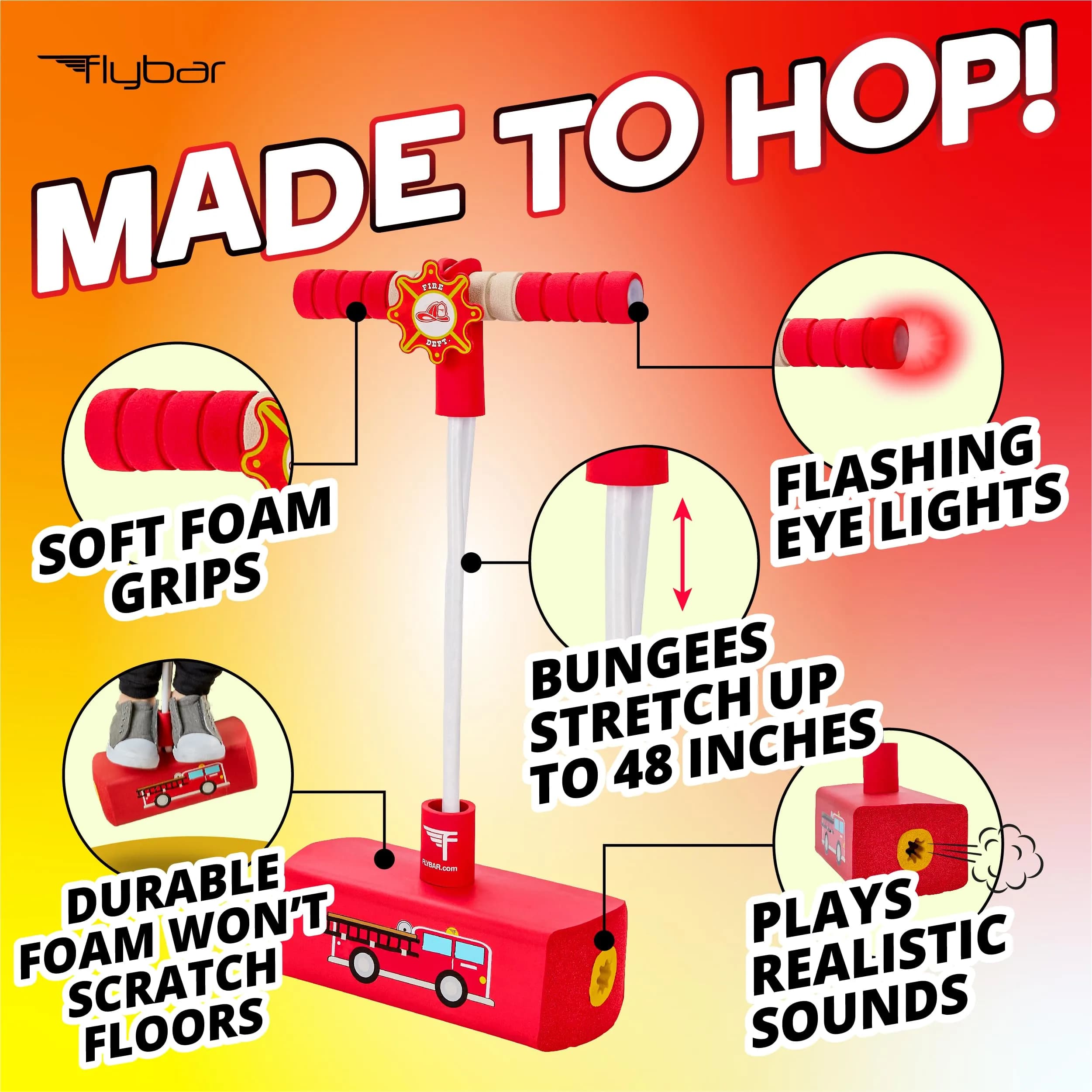 Flybar My First Foam Pogo Jumper Red Fire | ASTM-Tested for Ages 3+ | 16.8" Height - view 2