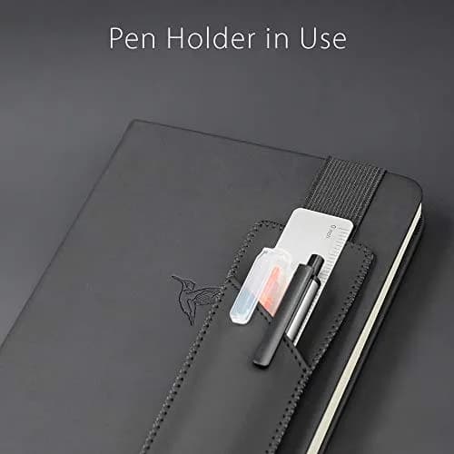 diodrio Adjustable Elastic Band Pen Holder, Black | Fits 8"-11" Notebooks, PU Leather thumbnail 6