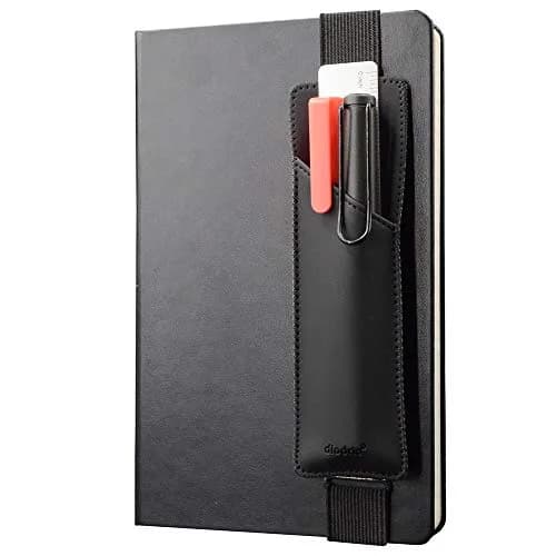 diodrio Adjustable Elastic Band Pen Holder, Black | Fits 8"-11" Notebooks, PU Leather thumbnail 1