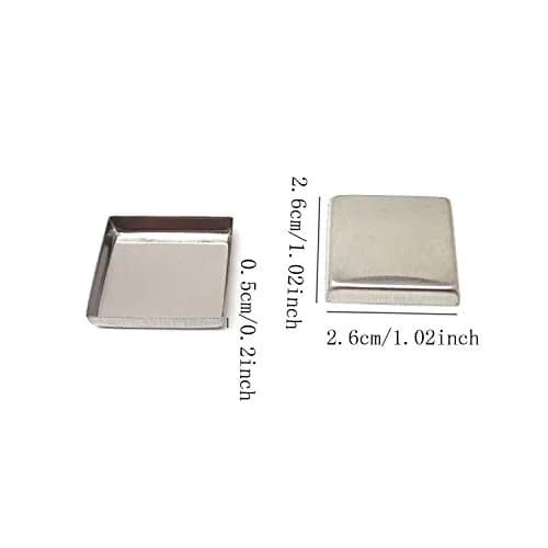 Honbay 56PCS Metal Makeup Pans Square Empty Eyeshadow Blush Lipstick Organizer (26mm, 5mm Height) | Stainless Steel Cosmetic Trays thumbnail 2