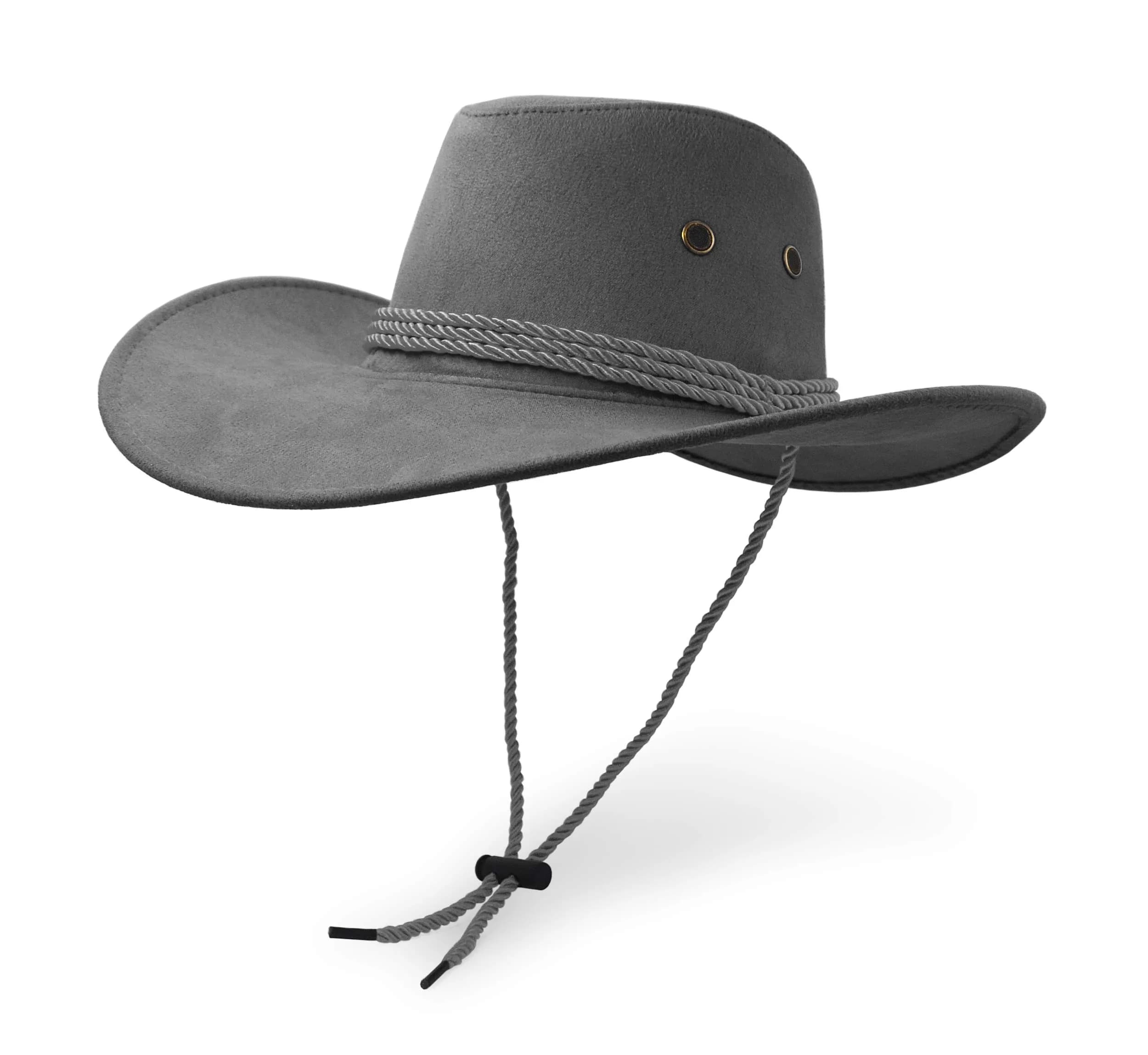 UltraKey Grey Cowboy Hat with Chin Strap & Breathable Eyelets | UPF 30+ Sun Protection - main product image