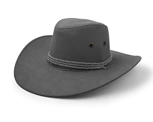 UltraKey Grey Cowboy Hat with Chin Strap & Breathable Eyelets | UPF 30+ Sun Protection thumbnail 5