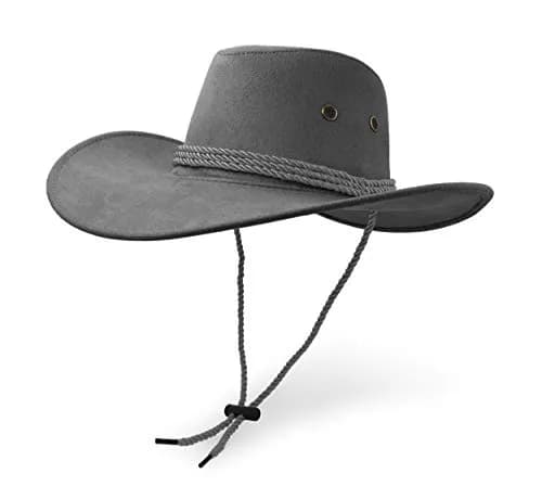 UltraKey Grey Cowboy Hat with Chin Strap & Breathable Eyelets | UPF 30+ Sun Protection thumbnail 1
