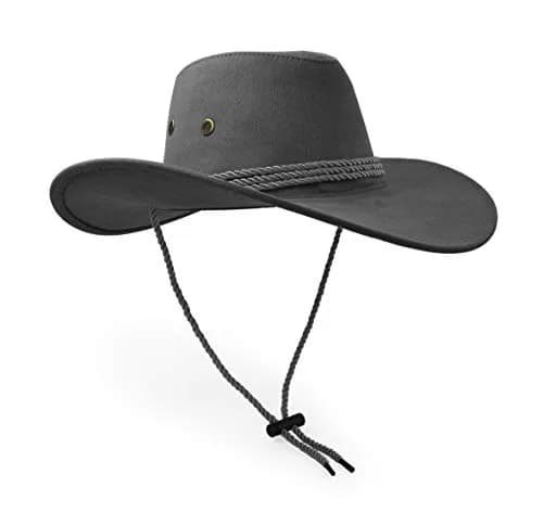 UltraKey Grey Cowboy Hat with Chin Strap & Breathable Eyelets | UPF 30+ Sun Protection thumbnail 2