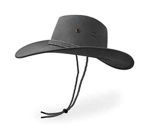 UltraKey Grey Cowboy Hat with Chin Strap & Breathable Eyelets | UPF 30+ Sun Protection thumbnail 3