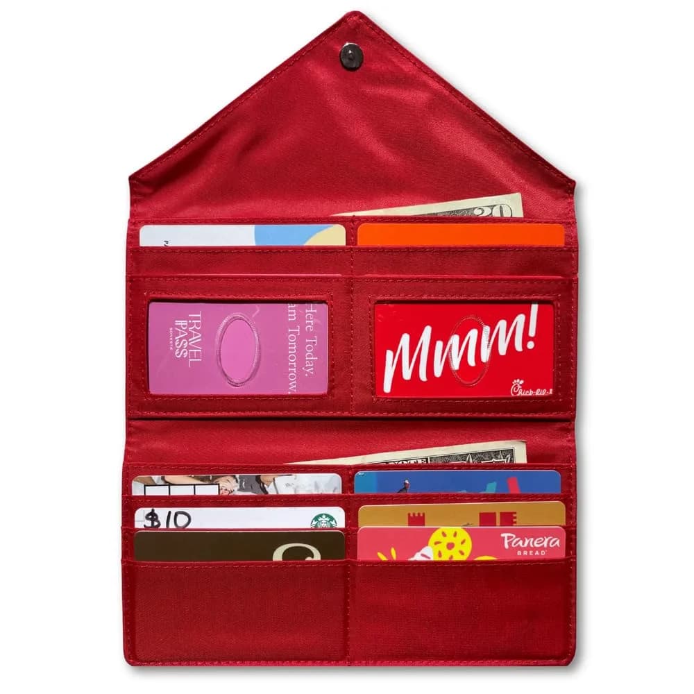 Big Skinny Slimvelope TriFold Clutch Wallet Lipstick Red | Holds 40 Cards, Machine Washable - view 5